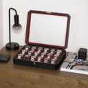 ROTHWELL 18-Slot Watch Case Luxury Watch Box for Men, Real Glass Top, Lockable, Elegant Display for Collections (Black/Red)