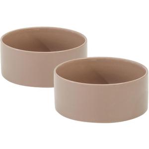 Ceramic 5.1inch Set of 2 Dog and Cat Bowls, 2pcs Anti-Slip Food and Water Feeder Dishes for Puppies, Kitties, Cats(2 Bowls, Brown Coffee)