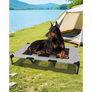 Elevated Dog Cot Bed with Durable Steel Frame&Breathable Mesh Cooling Surface, Easy to Clean, Raised Dog Cot Bed for Indoor&Outdoor Use,49x32x8 InchesGrey Dog Bed,Size L.