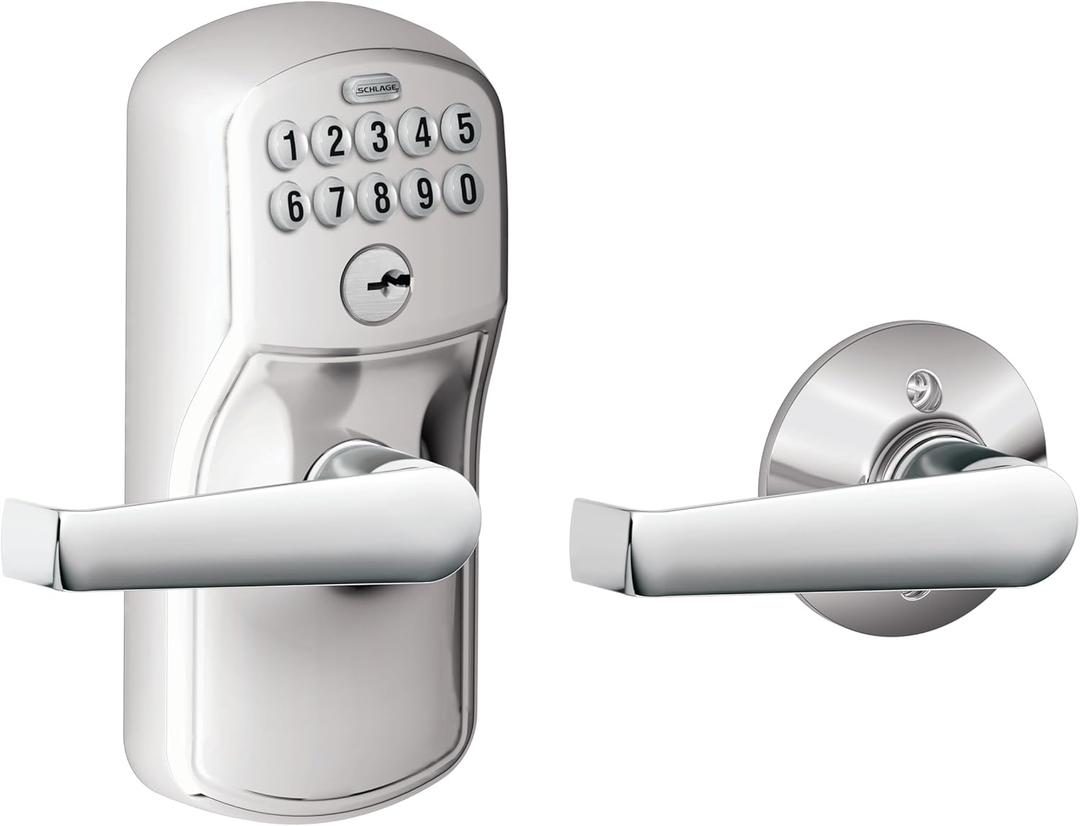 SCHLAGE FE575 PLY 626 ELA Plymouth Keypad Entry with Auto-Lock and Elan Levers, Brushed Chrome SCHLAGE FE575 PLY 626 ELA Plymouth Keypad Entry with Auto-Lock and Elan Levers, Brushed Chrome