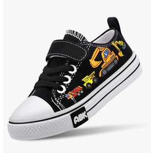 Toddler Boys Girls Slip On Canvas Sneakers Cartoon Dinasour Printed Little Kid Unisex Adjustable Strap Walking Shoes Lazy Shoes with Hook and Loops 1 size