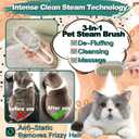 SteamCat 3 in 1 Cordless Cat Grooming Brush, Built-in Lithium Battery, Silicone Massaging, Removes Static & Pet Hair, for Cats & Dogs (White)
