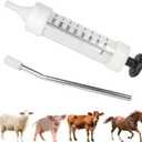 500ML Large Adjustable Veterinary Injector, Reusable Metal Feeding Syringe for Cattle, Pigs, Sheep, Horses, Continuous
