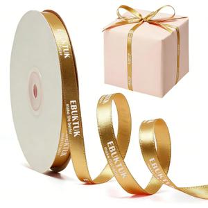 2 x 22 Yards Satin Ribbon for Gift Wrapping, Gift Wrapping Ribbon, Golden Ribbon for Wedding Bouquet, Fabric Ribbon for Crafts Hair Bows, Decorative Ribbon, Craft Ribbon, Birthday Christmas Ribbon