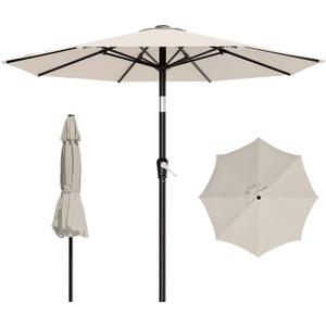 AreShark 9 FT Patio Umbrella for Outdoor, Outdoor Table Umbrella with Push Button Tilt and Crank, Outdoor Patio Umbrellas with 8 Sturdy Ribs for Market, Garden, Pool (Cream-white)