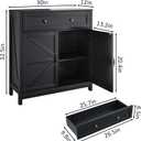 Buffet Sideboard with 2 Barn Doors,Black Kitchen Cabinet with Adjustable Shelf, Freestanding Floor Storage Cabinet, 30 inches x 12 inches x 34.5 inches