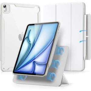 ESR for iPad Air 11 Inch Case M4/M3/M2 (2026/2025/2024), iPad Air 5th/4th Gen Case (2022/2020) 10.9 Inch with Pencil Holder, Removable Magnetic Cover, Vertical Stand, Rebound 360 Series, White