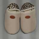 ATHMILE House Slippers for Women Men Indoor Barefoot Slippers Socks Furry Slip on House Shoes Cozy Comfy for Home Bedroom Travel Yoga (8-8.5 Women/7-7.5 Men, Beige Leopard)