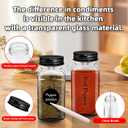 6Pcs 6 oz Square Glass Spice Jars with Label, Empty Spice Containers with Black iron Lids, Square Seasoning Containers and Supplement Set, Small Seasoning Bottles for Salt, Herbs, Sugar, Pepper (6)