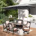 PHI VILLA 13ft Large Patio Umbrellas, Double-Sided Outdoor Market Rectangle Umbrella for Outside, Light Gray