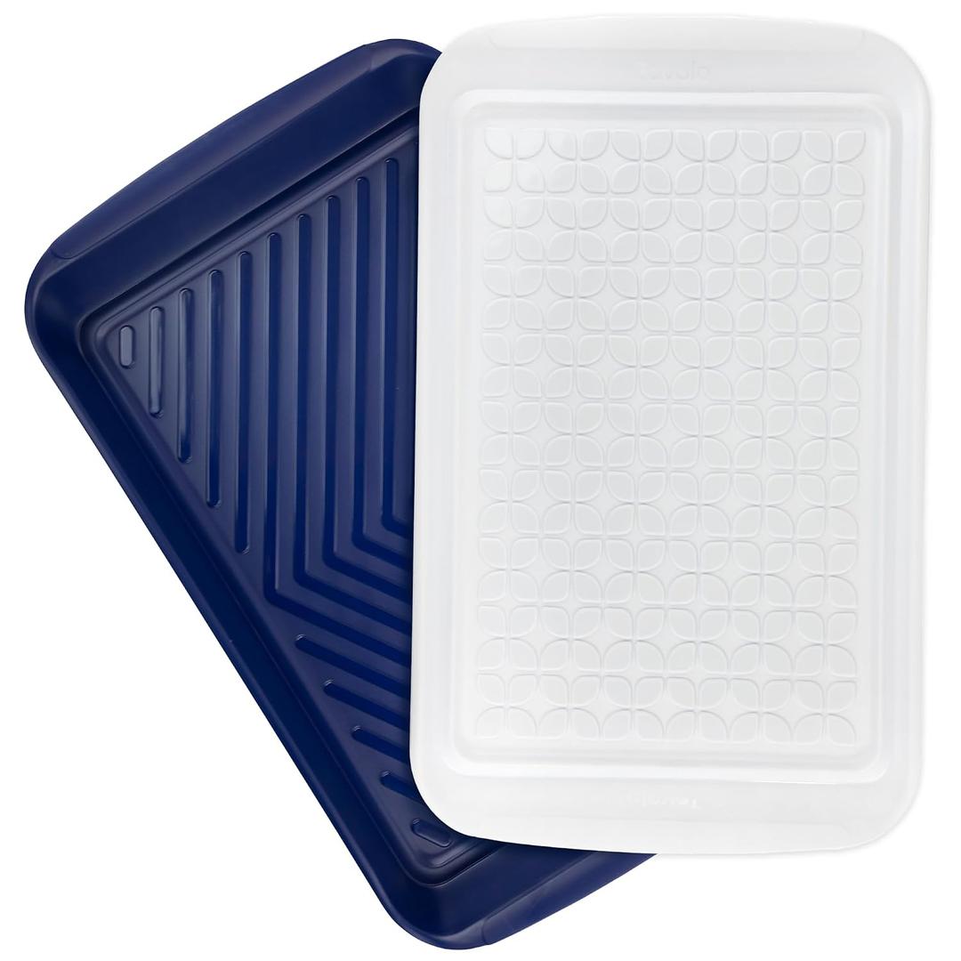 Tovolo Steak Marinating Container Large Grill Marinade and Prep Tray Set for Meat Veggies Burgers, Dishwasher Safe BBQ Marinating Tray with Cover for Thawing Prepping or Serving 17x10.5 in