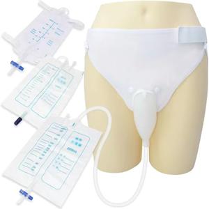 External Condom Catheter for Elderly Men Age 80,Portable Reusable Wearable Silicone Urinals,Secure Comfortable Fit,with 3 Catheters Drainage Bags,Overnight Incontinence Urinal Solution