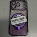 for iPhone Case,Electroplated Glitter Bling Sparkle Diamond Ring Bracket Mirror Magnetic Case for iPhone, Compatible with MagSafe Wireless Charging (iPhone 14 Plus,Purple)