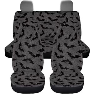 KEIAHUAN Black Bats Halloween Car Seat Covers for Men Front Seat Rear Backrest Cover Universal Car Interior Accessories Decoration Fit Most Vehicle Truck,SUV