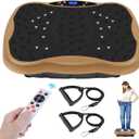 Vibration Plate Exercise Machine, Health & Fitness Full Body Vibration Platform, Portable Vibration Plate Platform for Weight Loss Home Fitness, Lymphatic Drainage, w/Resistance Bands+Remote (Gold)