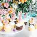 Fairy Birthday Party Decorations for Girls  Fairy Cupcake Toppers with Banner or Backdrop, Fairy Tale Theme Baby Shower & Party Supplies (Cupcake Topper + Backdrop)