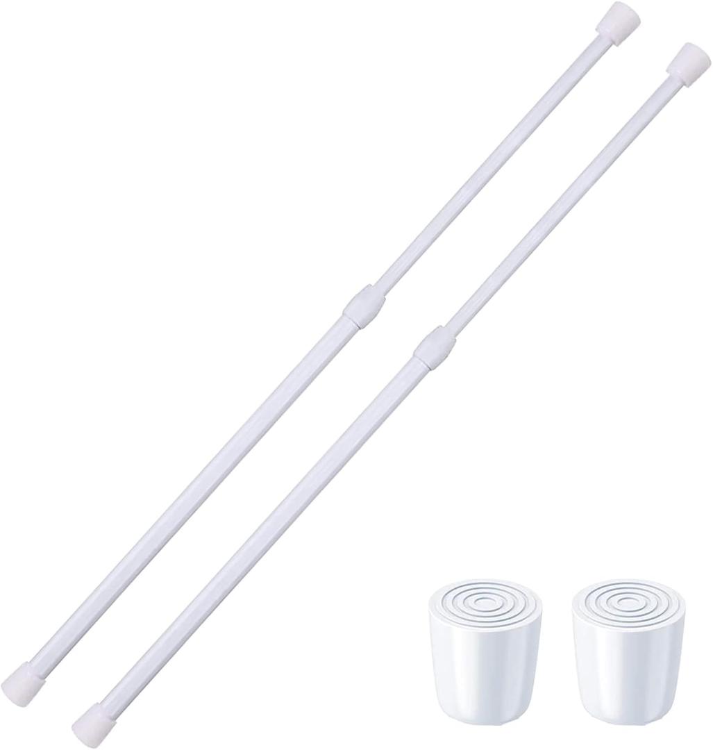 2 Pack Small Tension Rods 26 in to 39 Curtain Rods Window Rods in Extendable Width Spring Cupboard Bars for Kitchen Utensils, Closet, and Cabinet