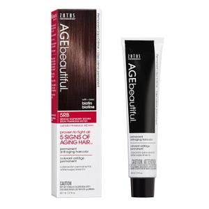 AGE beautiful Permanent Hair Color Dye Liqui Creme | 100% Gray Coverage | Anti-Aging Haircolor | Biotin for Thicker, Fuller Hair | Professional Salon Coloring (5RB Medium Raspberry Brown)
