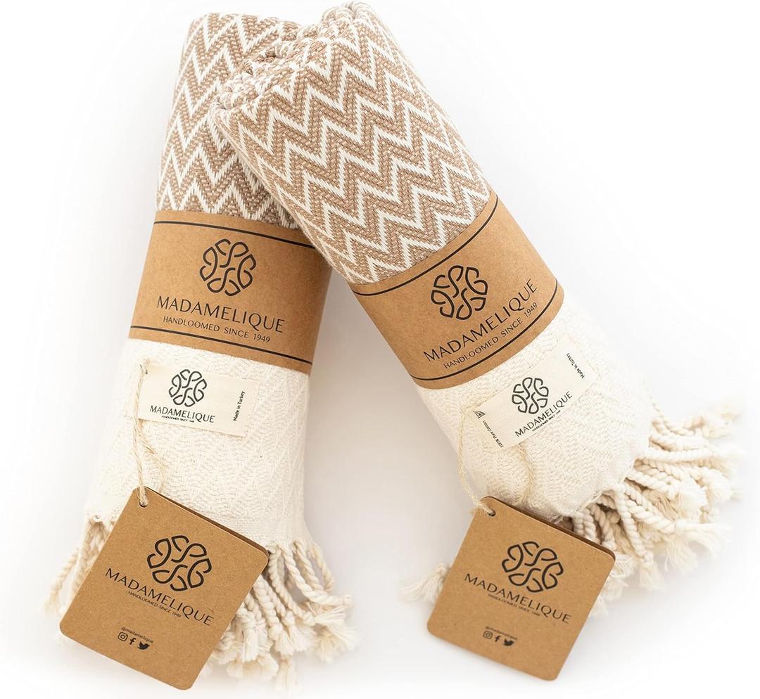 Madamelique Exclusive Hand Towels Set of 2-18 x 40 Inches - Decorative Bathroom Peshtemal Towel for Hand, Face, Hair, Yoga, Tea, Dishcloth, Kitchen and Bath - 100% Pure Cotton (Biscuit) Madamelique Exclusive Hand Towels Set of 2-18 x 40 Inches - Decorative Bathroom Peshtemal Towel for Hand, Face, Hair, Yoga, Tea, Dishcloth, Kitchen and Bath - 100% Pure Cotton (Biscuit)