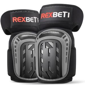 REXBETI Knee Pads for Work, Construction Knee Pads for Men, Heavy Duty Comfortable Anti-slip Foam Gel for Gardening Flooring and Cleaning, Strong Stretchable Straps, Gray