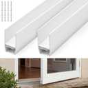 FoldTier 2 Pack 36 Inch Door Sweep Bottom Expander Adjustable Width 1" - 1 1/2" Rubber White Dual Seal Fits-All Storm & Screen Doors 32-36 inch