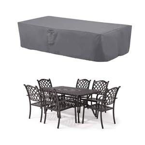 MH M&H Patio Furniture Covers, Outdoor Furniture Covers Waterproof with Handles and Durable Hem Cord, Fit Large Rectangular/Oval Table and Chairs, 600D UV Resistant Fabric, 22x80x104", Taupe