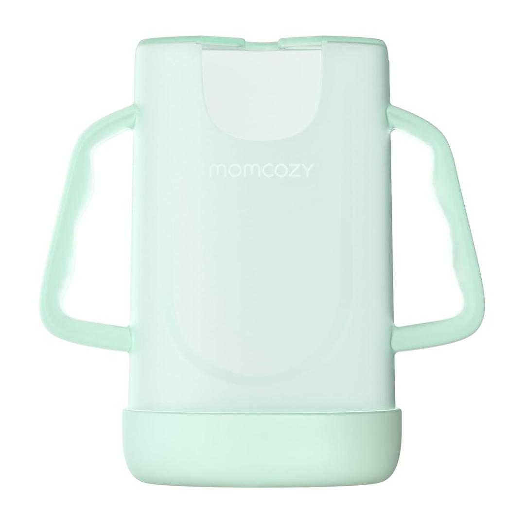 Momcozy Baby Pouch Holder No Squeeze, Baby Food & Juice Box Holder, Mess-Free, Easy Grip for Self-Feeding, BPA-Free & DEHP-Free, Must-Have for Babies, Green