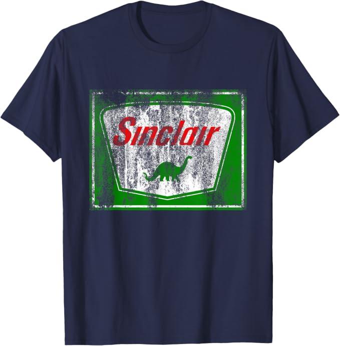 Dinosaur Gas Station Vintage Retro Mens Womens and Kids T-Shirt (Blue, XXL)