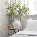Uqueeten Fake Plants Eucalyptus Stems,Plastics Ficus Stems for Vase Artificial Plants,Greenery Stems Branches for Vase Faux Plants Indoor,Faux Greenery Indoor Vase Fillers for Home Decor 4Pcs Green