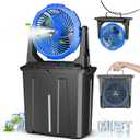 Ausic 9L Bucket Portable Misting Fan for Outdoors Patios, 30000mAh Rechargeable Battery Operated Camping Fan, 3 Strong Winds, 3 Large Spray Outlets, for Fishing/Travel/Garden Party/Golf/Tent/Office