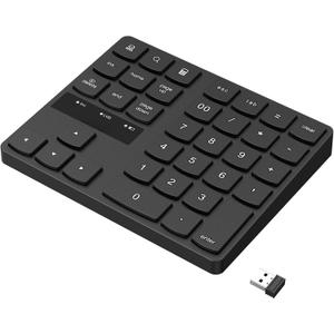 RaceGT Wireless Number Pad, Numeric Keypad Ultra-Silent Rechargeable 2.4G 35 Keys for Laptop,Desktop,PC, Notebook