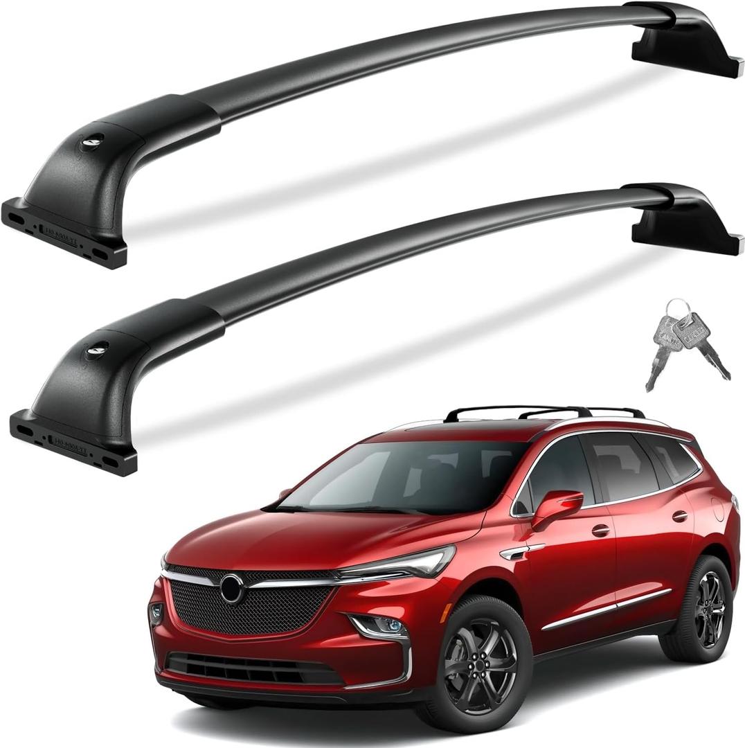 Tuyoung 300lbs All Aluminum Roof Rack Cross Bars Compatible with Buick Enclave 2018-2024 (with Flush Side Rails), Lockable Heavy Duty Roof Rails Crossbars Cargo Carrier Luggage Kayak Accessories