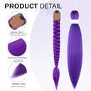 26Inch Long Purple Hair Extensions for Braids, Pre Stretched Synthetic Purple Braiding Hair Extensions for K-POP, Braiding Hairs Wig for Dress Up Party Cosplay Birthday Halloween Costume Wig