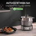 N73SNA Hot Pot Electric Nonstick, PFOA-Free Multi-Cooker 2.5 Quart Grill Steamer Set, Portable Hot Pot for Fried Rice, Oatmeal, Steak, Soup, Egg, Ramen with Power Adjustment