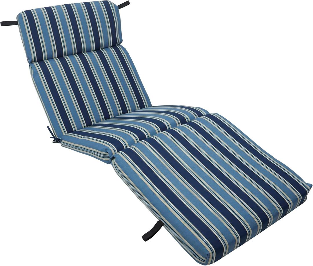 Blazing Needles Outdoor Chaise Lounge Cushion, 72" x 24", Tobago Ocean, 1 Count