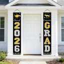 2 x 2026 Graduation Decorations Black and Gold Congrats Grad Banner Class of 2026 Decorations Congratulations Banner for Grad Party Decorations High School College Graduation Party Supplies Indoor Outdoor