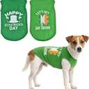 2-Pack st Patricks Day Dog Shirt Irish Holiday Green Dog Shirts with Shamrock Patterns Pet Saint Patricks Clover Clothes Outfit Sleeveless T-Shirt for Small Medium Large Dogs, M