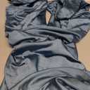 Halfisland Womens Summer Satin V Neck Cap Sleeve Backless Maxi Dress Elegant Twist Cut Out Midi Dresses Wedding Guest (Blue, XL)