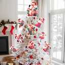 Christmas Pink Flamingo Ornaments for Christmas Tree Flamingo Tree Topper 9Pcs for Xmas Tree Top Decoration Indoor Outdoor Home Decor Holiday Party