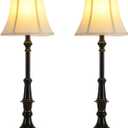 2 Pack Vintage Style Buffet Table Lamp, Traditional Bedside Lamps, Tall Table Lamp Set of Two for Living Room, Bedroom