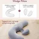 Momcozy Pregnancy Pillow, Original F Shaped Maternity Pillow for Pregnant Women with Adjustable Wedge Pillow, Full Body Support Pregnancy Pillows for Side Sleeping with Velvet Cover, Grey