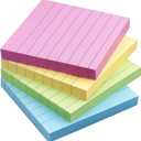 Lined Sticky Notes 3x3 Sticky Notes with Lines Self-Stick Notes Bright Color 4 Pads 90 Sheets/Pad (Pastel)