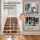 NiceTCU 74.80-98.43'' Extra Tall Cat Gate, Adjustable 33.86-37.40" Wide, Transparent Full Door Pet Gate, Auto Close No Drilling Cat Proof Safety Gate for Doorway Stairs- White