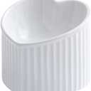 White Ceramic Raised Cat Bowls, Tilted Elevated Food or Water Bowls, Stress Free, Backflow Prevention, Dishwasher and Microwave Safe, Lead & Cadmium Free