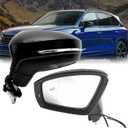 Left Driver Side Mirror Compatible With Volkswagen Tiguan 2018-2023 With Heated/Power Mirror,With Blind Spot Indicator/Signal Light (6+2 Pins) Black