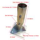 Heavy Duty Steel Pipe Ground Anchor Base, for Umbrella, Flag Pole, Mailbox Post, Fence Post, Etc - Rust-Resistant Mount for Patio, Deck, Concrete (Bolts Not Included) (1, Height 11.8'')