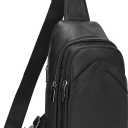 LUUFAN Men's Genuine Leather Sling Bag Chest Shoulder Backpack Crossbody Bag for Casual Sports Hiking Running Travel (9333h-black)