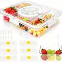 Premium Leak-Proof Snackle Box Container with 8 Clear Compartments & 6 Airtight Lids | Portable Clear Snack Tray with Lid & Handle | Divided Serving Tray for Fruits, Snacks, Sauces, Veggie & More