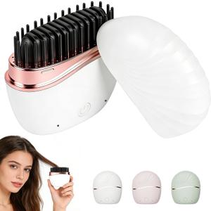 Mini Straightener, Cordless Rechargeable Portable Straightening Comb, Portable Rapid-Heat with 3 Temp Settings, Heat-Resistant Shell for Travel(White)