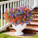 Artificial Flowers Hanging Baskets, Multicolor 12 Bundles Faux Flower Outdoor Hanging Basket Spring Summer Decoration, Fake Plants for Porch Patio Balcony Home Yard Decor(Mixd 2)